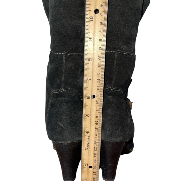 Sofft Women's Boots Size 8M Black Leather and Dyed Shearling Lamb Cone Heel - Picture 9 of 12